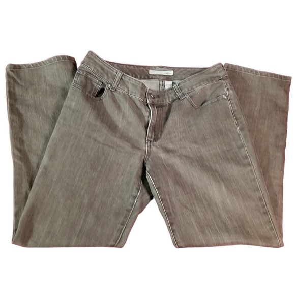 Chicos Platinum Ultimate Fit Jeans Lt Brown Embroider Stretch Sz 0.5 (6) Short - Picture 2 of 10